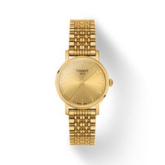 Tissot Everytime Lady Gold Dial Gold Plated Mesh Bracelet Watch for Women - T143.210.33.021.00 Watches Tissot   