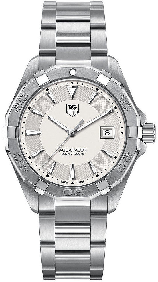 Tag Heuer Aquaracer 41mm Quartz White Dial Silver Steel Strap Watch for Men - WAY1111.BA0928 Watches Tag Heuer   