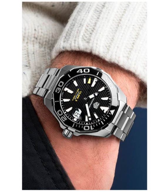 Tag Heuer Aquaracer Automatic 41mm Black Dial Silver Steel Strap Watch for Men - WAY211A.BA0928 Watches Tag Heuer   