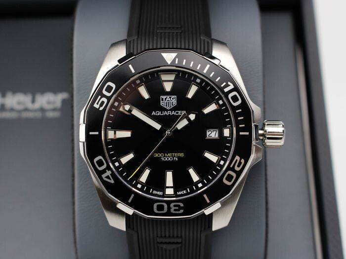 Tag Heuer Aquaracer Black Dial Black Rubber Strap Watch for Men - WAY111A.FT6151 Watches Tag Heuer   