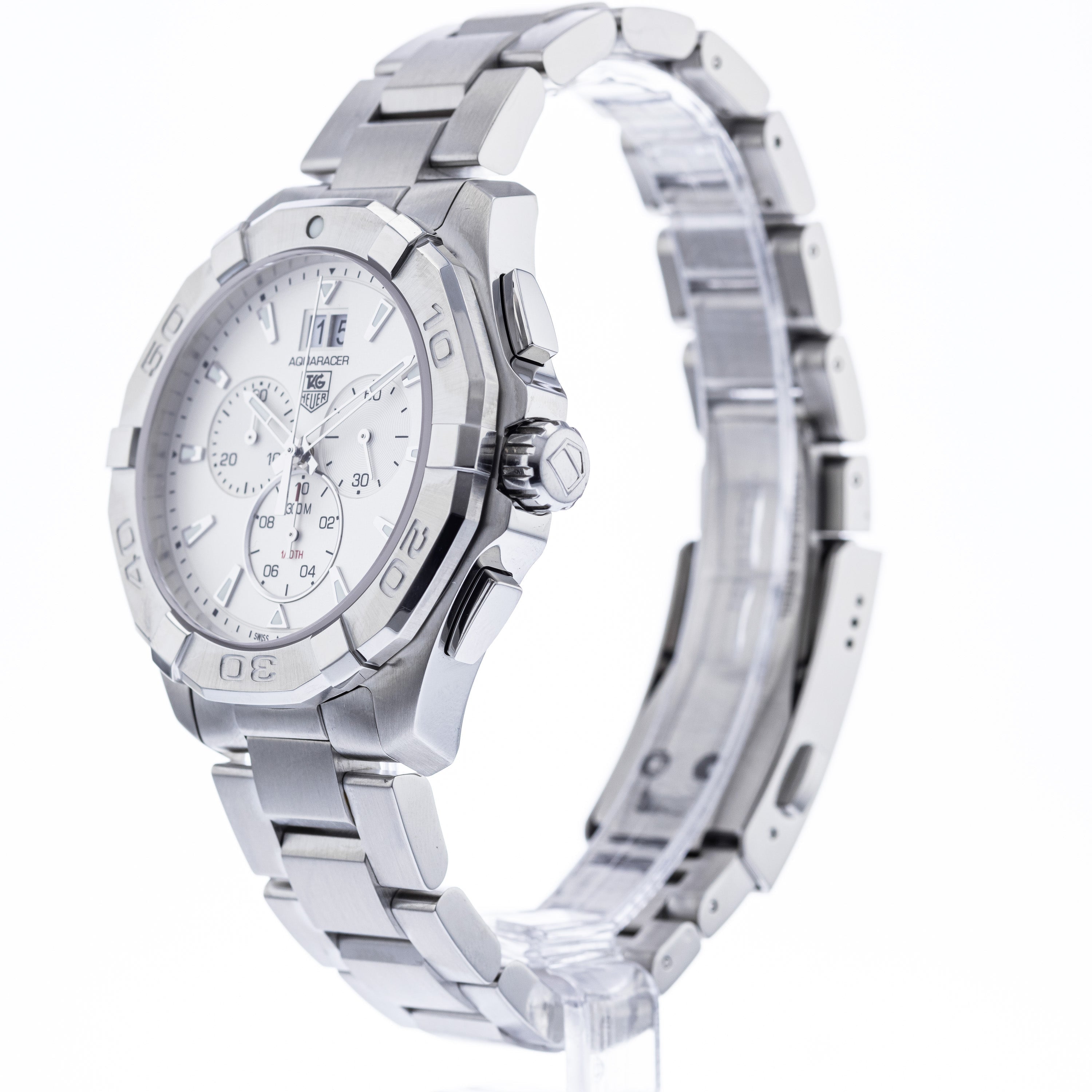 Tag Heuer Aquaracer 43mm White Dial Steel Strap Watch for Men - CAY1111.BA0927 Watches Tag Heuer   