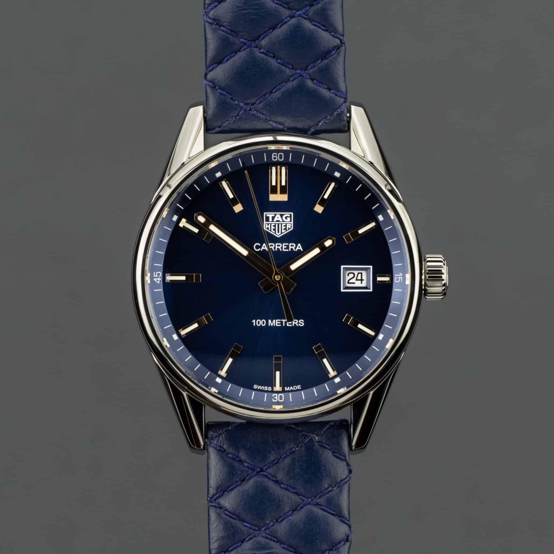 Tag Heuer Carrera Quartz 39mm Blue Dial Blue Calfskin Strap Watch for Women - WAR1112.FC6391 Watches Tag Heuer   