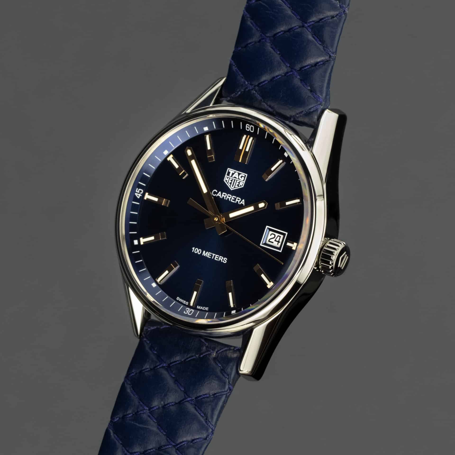 Tag Heuer Carrera Quartz 39mm Blue Dial Blue Calfskin Strap Watch for Women - WAR1112.FC6391 Watches Tag Heuer   