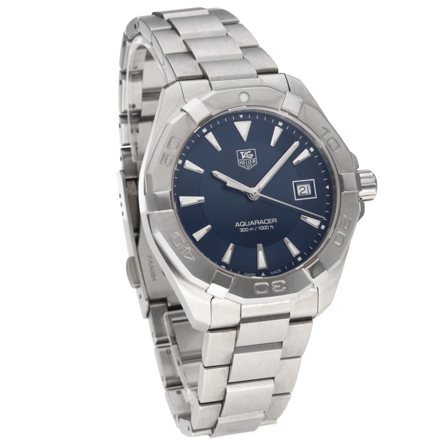 Tag Heuer Aquaracer 41mm Quartz Blue Dial Silver Steel Strap Watch for Men - WAY1112.BA0928 Watches Tag Heuer   