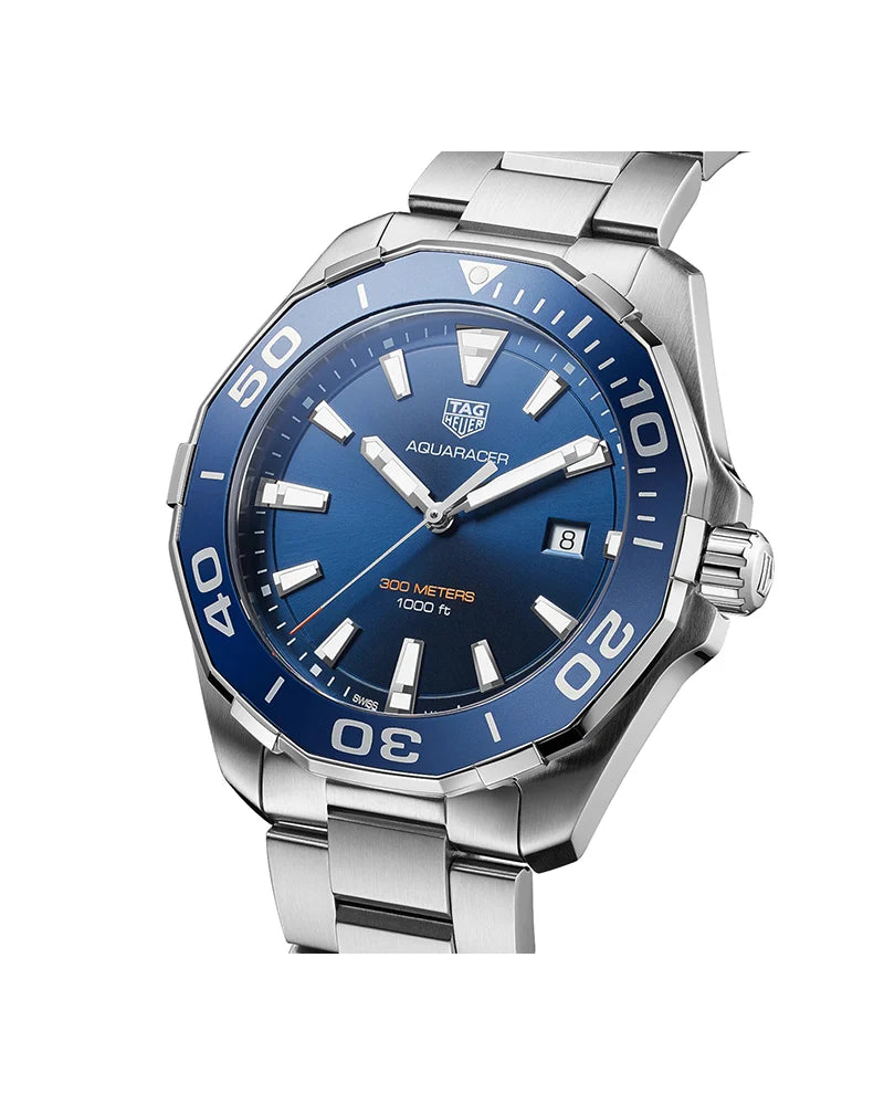 Tag Heuer Aquaracer 43mm Blue Dial Silver Steel Strap Watch for Men - WAY101C.BA0746 Watches Tag Heuer   