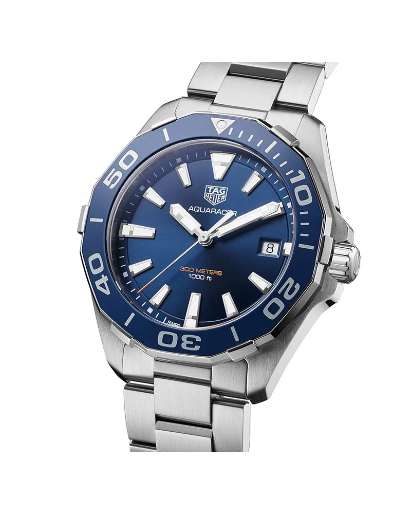 Tag Heuer Aquaracer Blue Dial Quartz Blue Dial Silver Steel Strap Watch for Men - WAY111C.BA0928 Watches Tag Heuer   