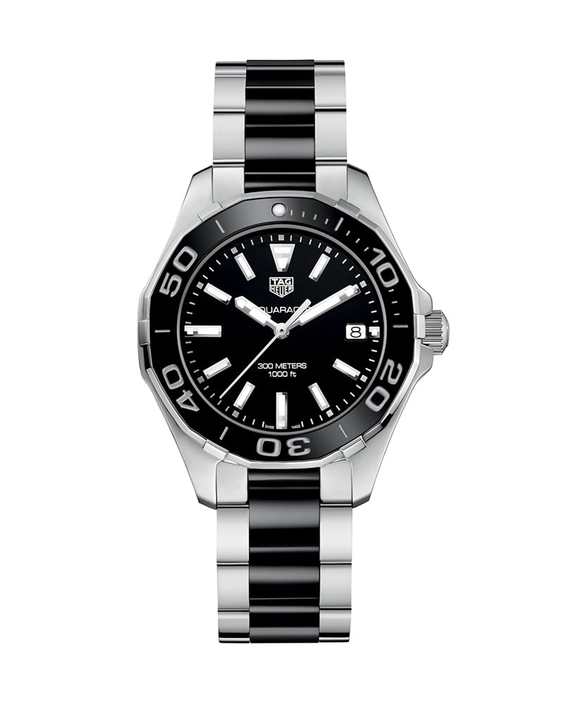 Tag Heuer Aquaracer Quartz 35mm Black Dial Two Tone Steel Strap Watch for Men - WAY131A.BA0913 Watches Tag Heuer   