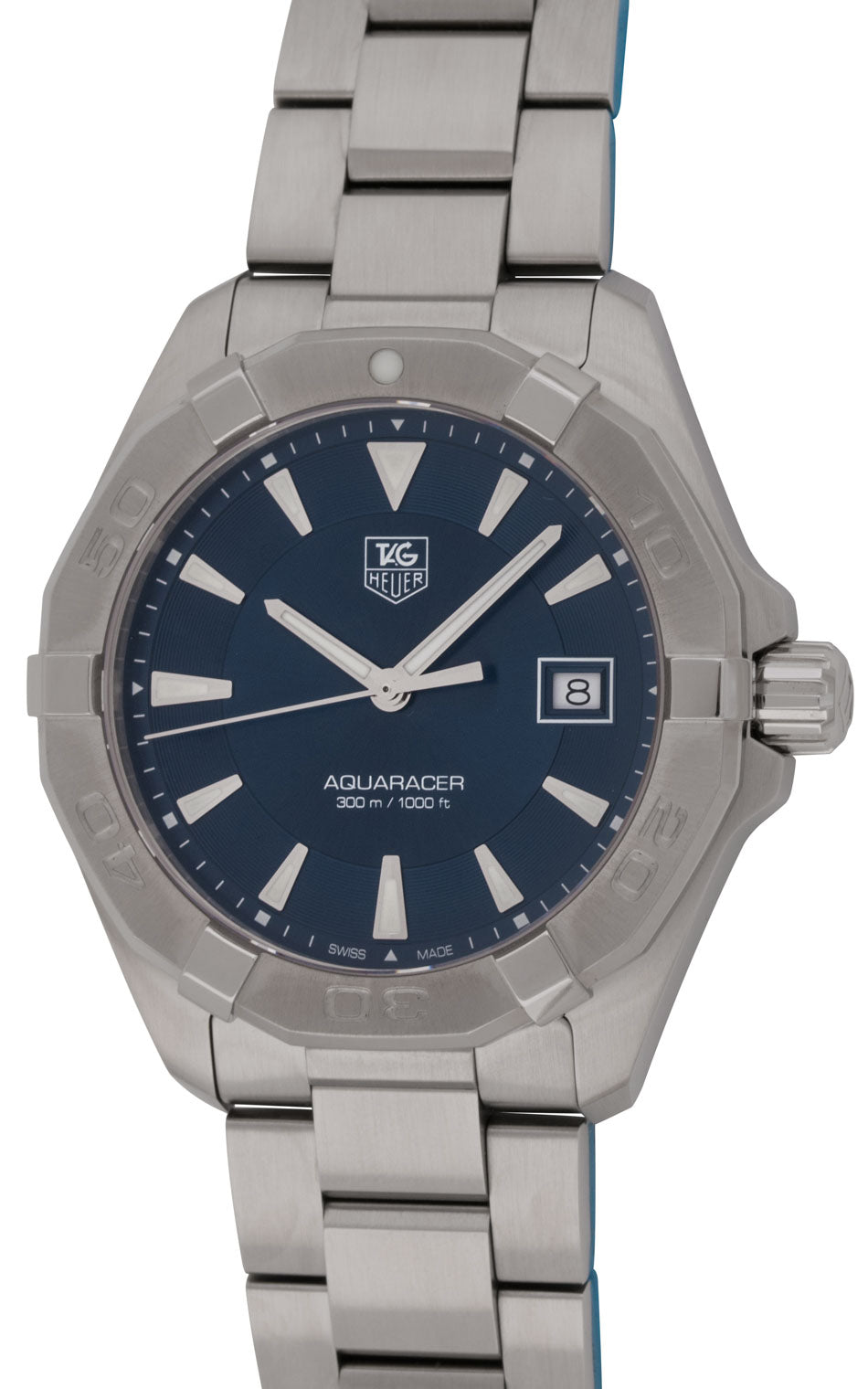 Tag Heuer Aquaracer 41mm Quartz Blue Dial Silver Steel Strap Watch for Men - WAY1112.BA0928 Watches Tag Heuer   