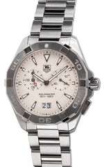 Tag Heuer Aquaracer Quartz Chronograph White Dial Silver Steel Strap Watch for Men - WAY111Y.BA0928 Watches Tag Heuer   