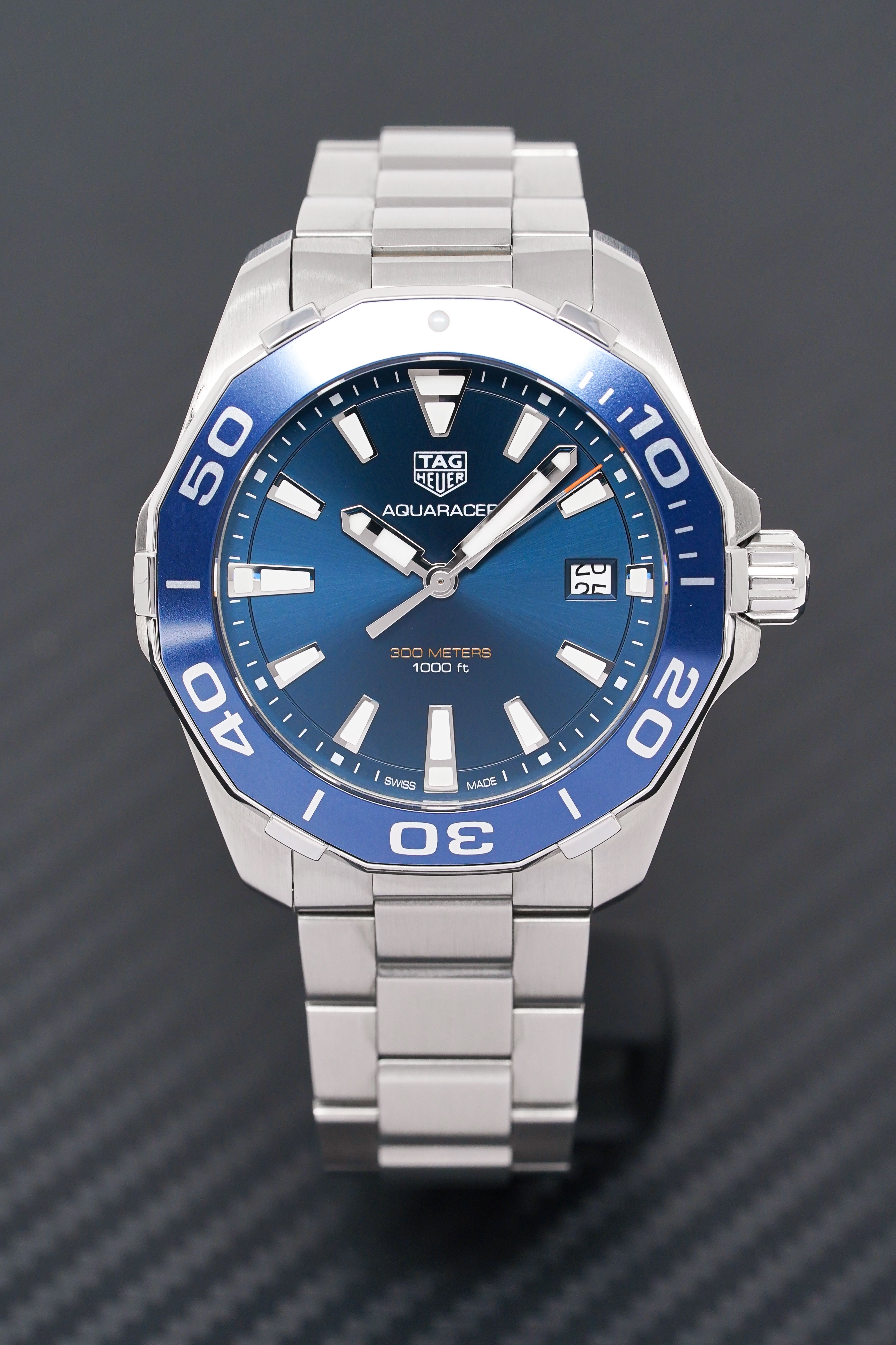 Tag Heuer Aquaracer Blue Dial Quartz Blue Dial Silver Steel Strap Watch for Men - WAY111C.BA0928 Watches Tag Heuer   