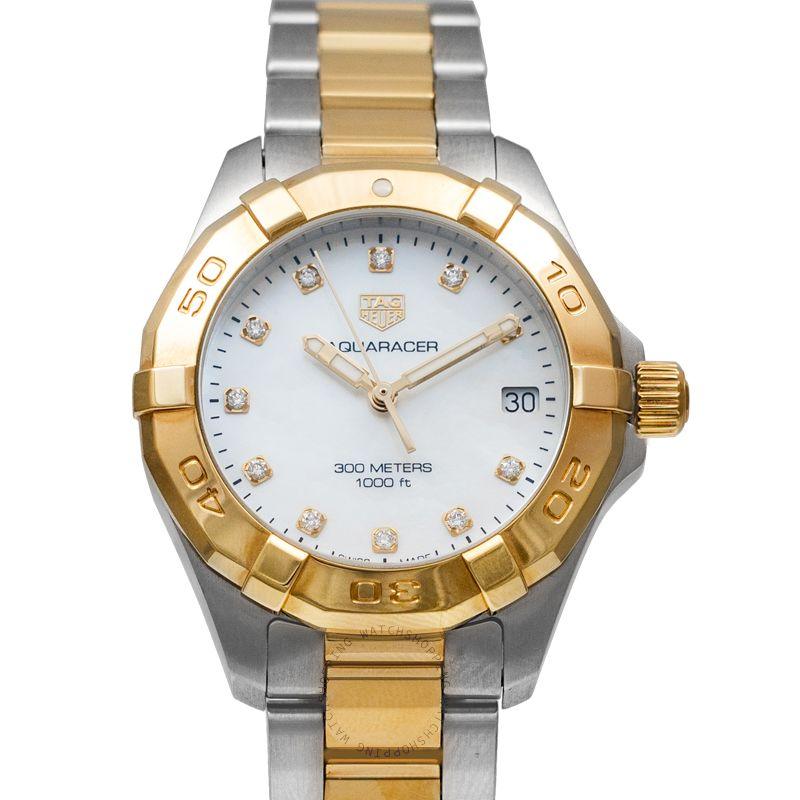 Tag Heuer Aquaracer Quartz 32mm White Mother of Pearl Dial Two Tone Steel Strap Watch for Women - WBD1322.BB0320 Watches Tag Heuer   