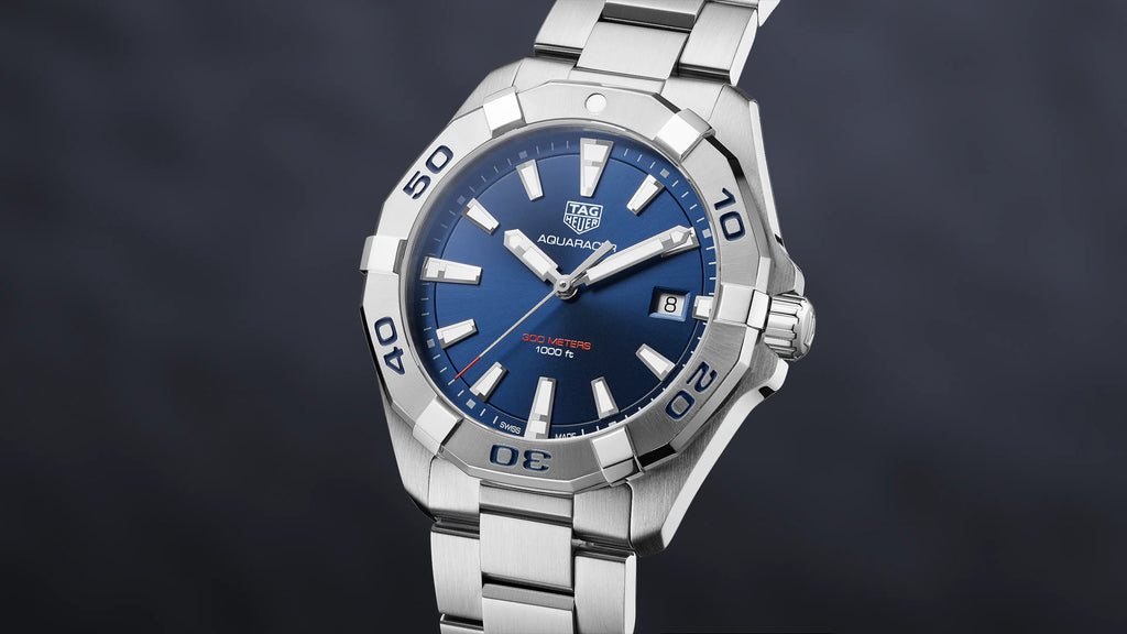 Tag Heuer Aquaracer Silver Stainless Steel Blue Dial Silver Steel Strap Watch for Men - WBD1112.BA0928 Watches Tag Heuer   