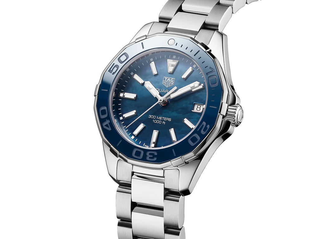 Tag Heuer Aquaracer 35mm  Blue Ceramic Dial Silver Steel Strap Watch for Women - WAY131S.BA0748 Watches Tag Heuer   