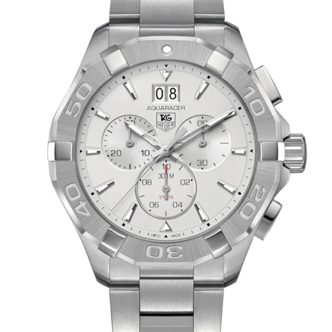 Tag Heuer Aquaracer 43mm White Dial Steel Strap Watch for Men - CAY1111.BA0927 Watches Tag Heuer   