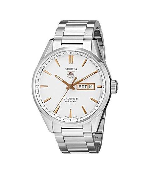 Tag Heuer Carrera Calibre 5 White Dial Silver Steel Strap Watch for Men - WAR201D.BA0723 Watches Tag Heuer   