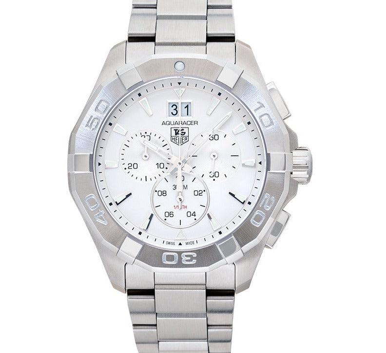 Tag Heuer Aquaracer 43mm White Dial Steel Strap Watch for Men - CAY1111.BA0927 Watches Tag Heuer   