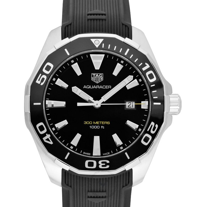 Tag Heuer Aquaracer 40mm Quartz Black Dial Black Rubber Strap Watch for Men -  WAY101A.FT6141 Watches Tag Heuer   