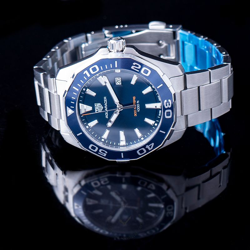 Tag Heuer Aquaracer 43mm Blue Dial Silver Steel Strap Watch for Men - WAY101C.BA0746 Watches Tag Heuer   