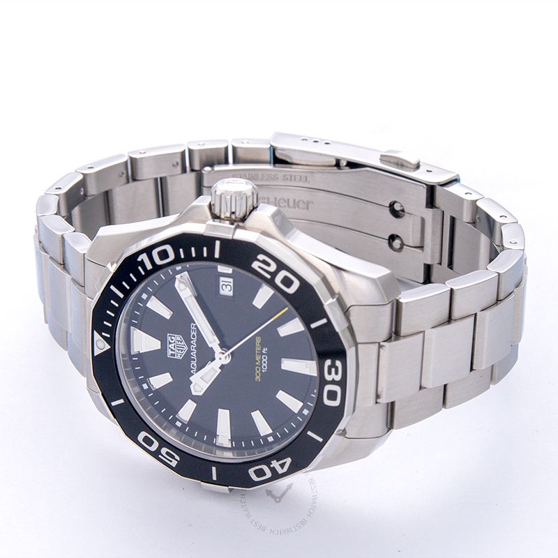 Tag Heuer Aquaracer Black Dial Silver Steel Strap Watch for Men - WAY111A.BA0928 Watches Tag Heuer   