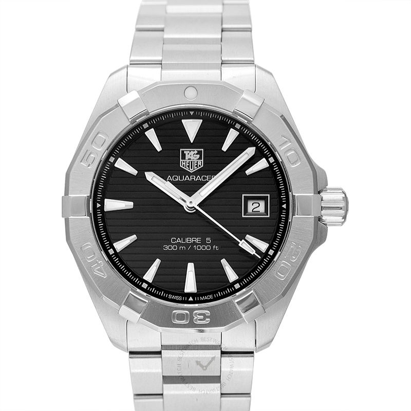 Tag Heuer Aquaracer Automatic 41mm Black Dial Silver Steel Strap Watch for Men - WAY2110.BA0928 Watches Tag Heuer   