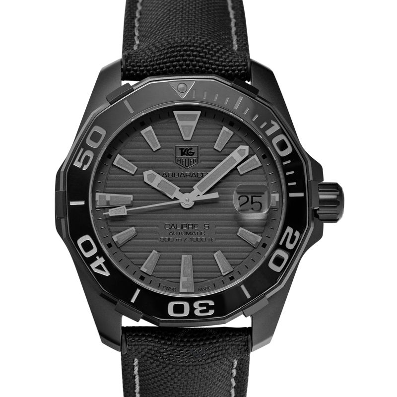 Tag Heuer Aquaracer 300 Swiss Limited Edition Black Dial Black Nylon Strap Watch for Men - WAY218B.FC6364 Watches Tag Heuer   