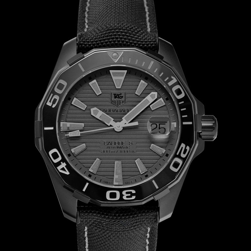 Tag Heuer Aquaracer 300 Swiss Limited Edition Black Dial Black Nylon Strap Watch for Men - WAY218B.FC6364 Watches Tag Heuer   