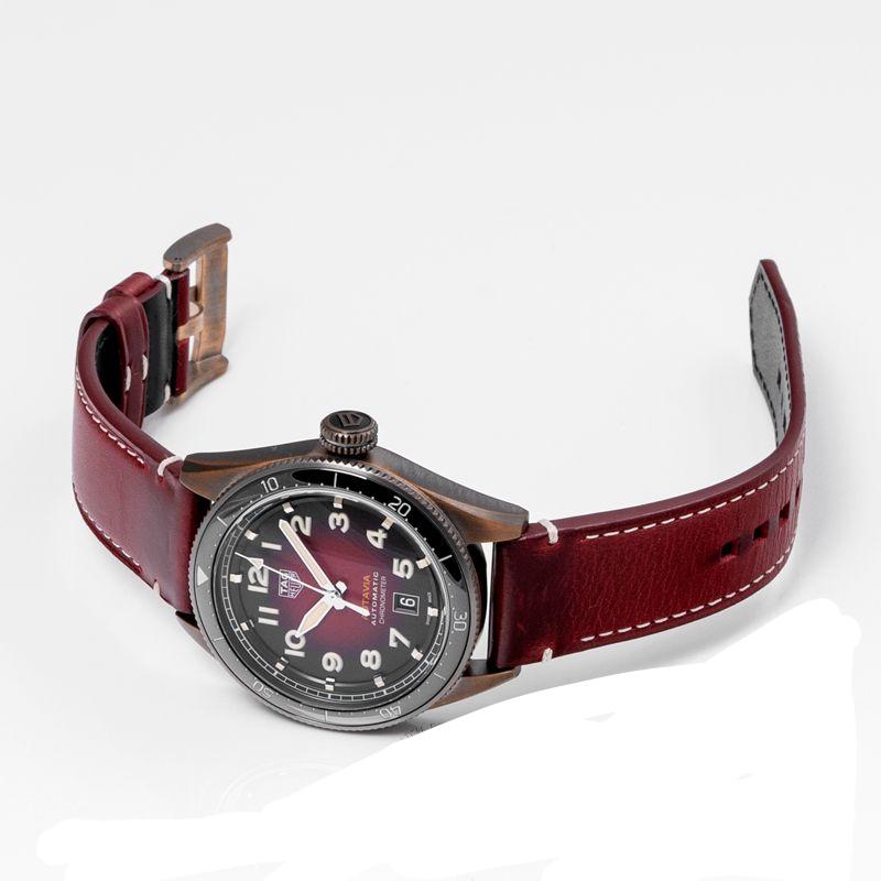 Tag Heuer Autavia Calibre 5 Chinese New Year Maroon Dial Maroon Leather Strap Watch for Men - WBE5193.FC8300 Watches Tag Heuer   