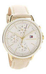 Tommy Hilfiger Carly Silver Dial Cream Leather Strap Watch for Women - 1781790 Watches Tommy Hilfiger   