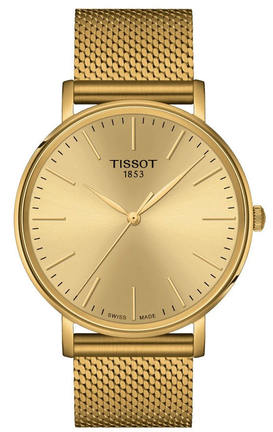 Tissot Everytime Gent Gold Dial Gold Mesh Bracelet Watch for Men - T143.410.33.021.00 Watches Tissot   