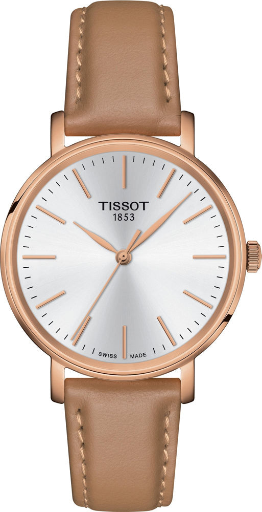 Tissot Everytime Lady Rose Gold Plated Leather Strap Watch for Women - T143.210.36.011.00 Watches Tissot   