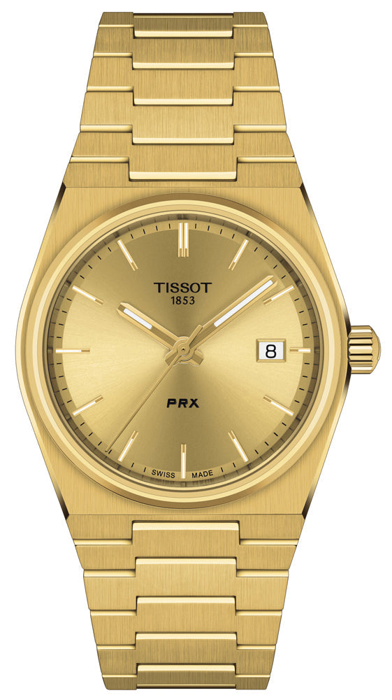 Tissot PRX Quartz Gold Dial 35mm Stainless Steel Strap Watch for Men - T137.210.33.021.00 Watches Tissot   