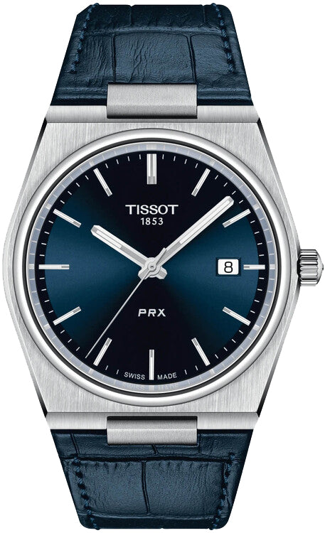 Tissot PRX Quartz Blue Dial Blue Leather Strap Watch for Men - T137.410.16.041.00 Watches Tissot   