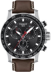 Tissot Supersport Chrono Black Dial Brown Leather Strap Watch for Men - T125.617.16.051.01 Watches Tissot   