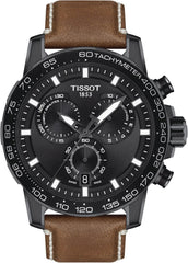 Tissot Supersport Chrono Black Dial Brown Leather Strap Watch for Men - T125.617.36.051.01 Watches Tissot   