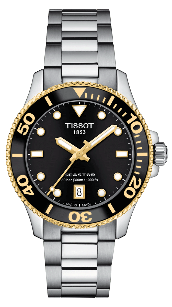 Tissot Seastar 1000 36mm Black Dial Stainless Steel Strap Watch For Men - T120.210.21.051.00 Watches Tissot   