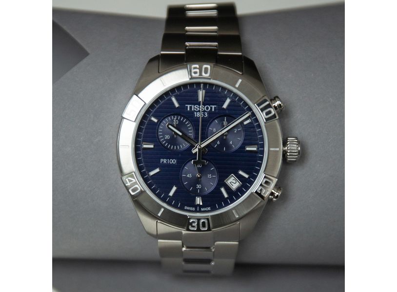 Tissot PR 100 Sport Quartz Chronograph Blue Dial Silver Stainless Steel Watch For Men - T101.617.11.041.00 Watches Tissot   