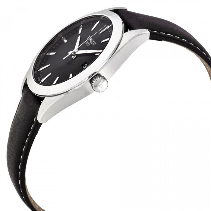 Tissot Gentleman Black Dial Leather Strap Watch For Men - T127.410.16.051.00 Watches Tissot   