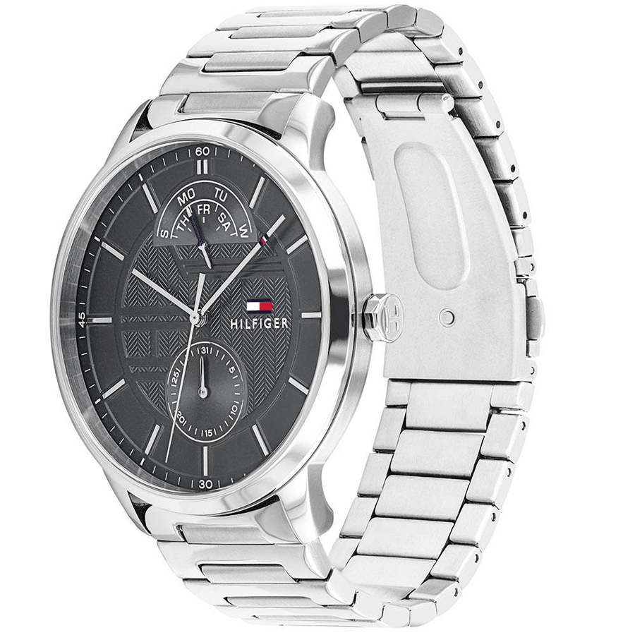 Tommy Hilfiger Hunter Grey Dial Silver Stainless Steel Strap Watch for Men - 1791608 Watches Tommy Hilfiger   