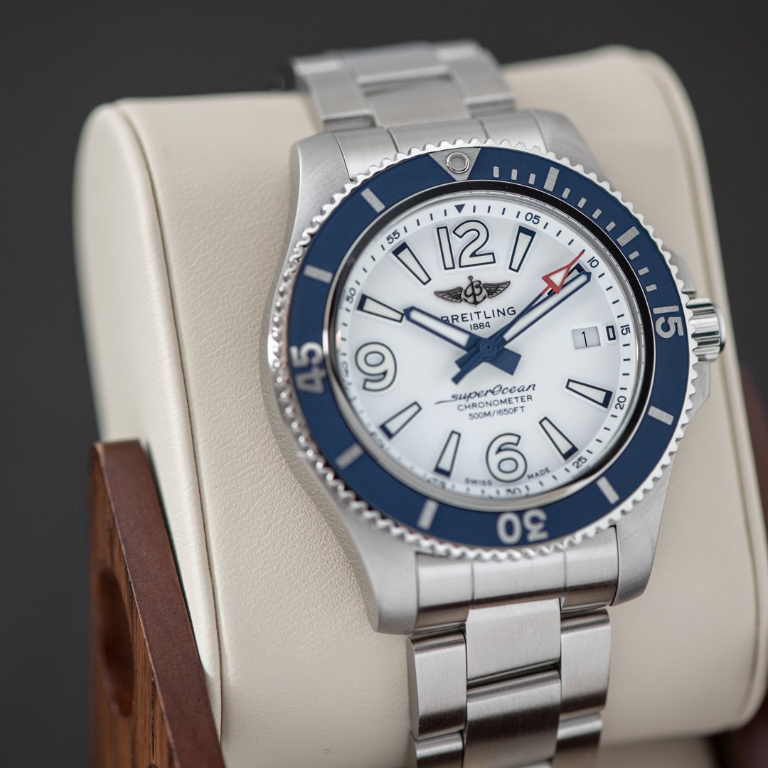 Breitling Superocean 42mm White Dial Silver Steel Strap Watch for Men - A17366D81A1A1 Watches Breitling   
