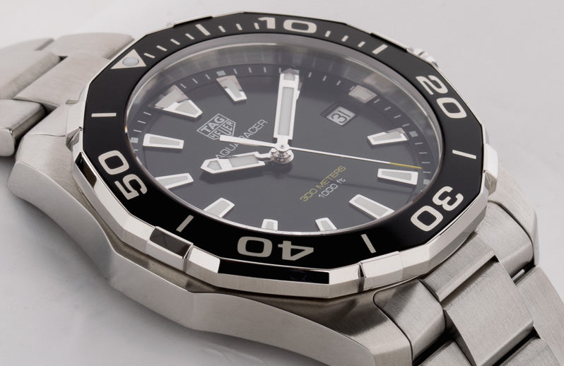 Tag Heuer Aquaracer Black Dial Silver Steel Strap Watch for Men - WAY111A.BA0928 Watches Tag Heuer   