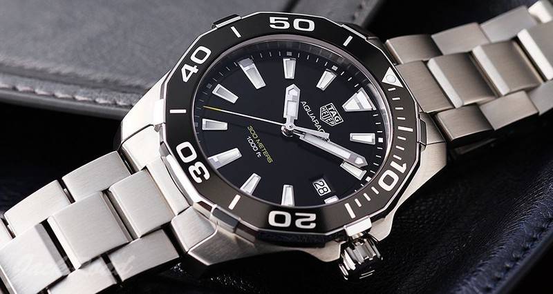 Tag Heuer Aquaracer Black Dial Silver Steel Strap Watch for Men - WAY111A.BA0928 Watches Tag Heuer   