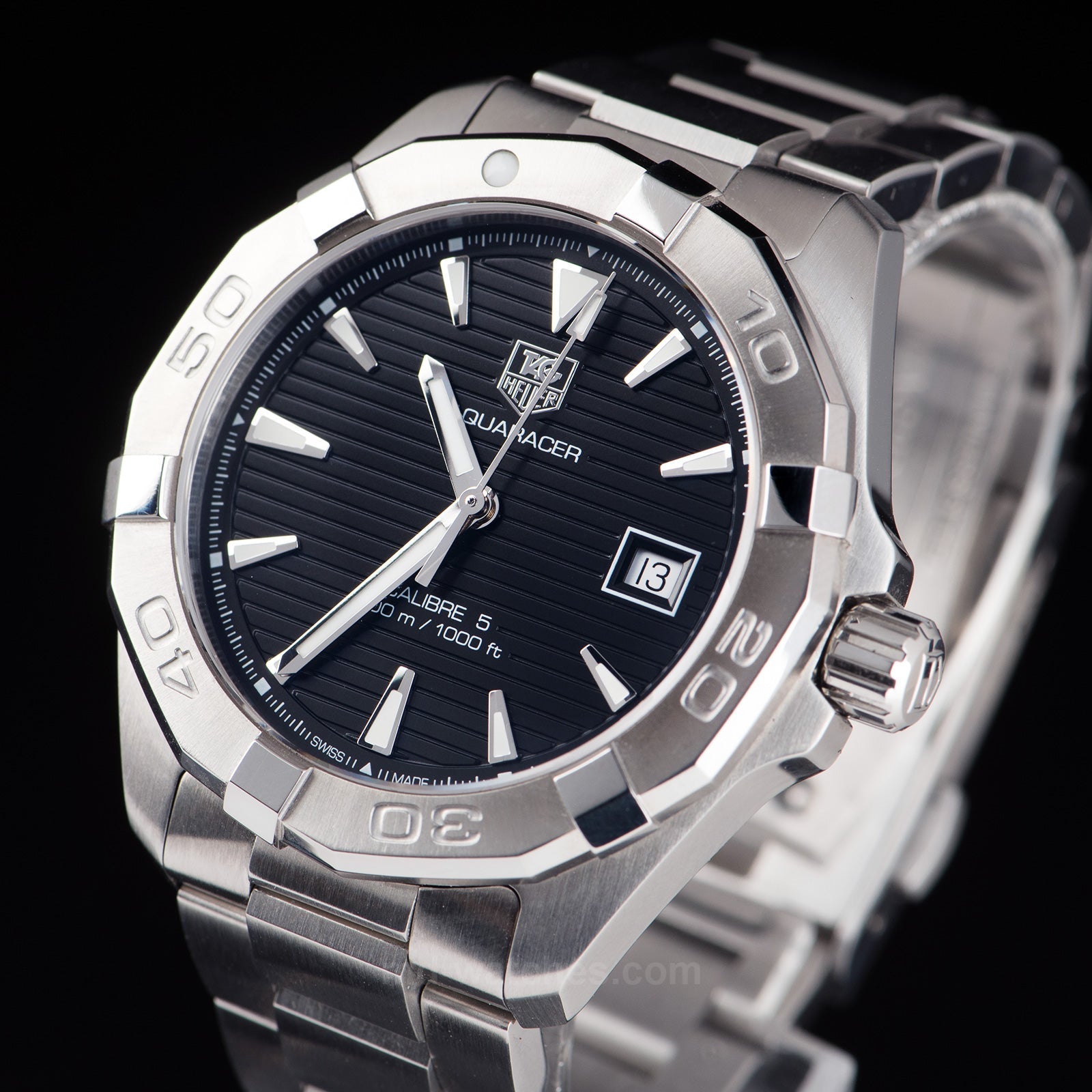 Tag Heuer Aquaracer Automatic 41mm Black Dial Silver Steel Strap Watch for Men - WAY2110.BA0928 Watches Tag Heuer   