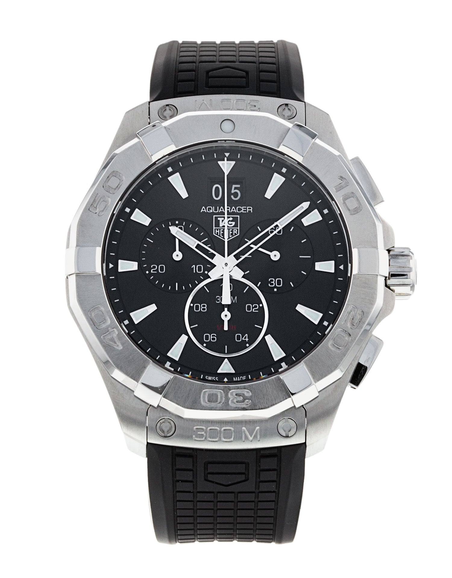 Tag Heuer Aquaracer Quartz Chronograph Black Dial Black Rubber Strap Watch for Men - CAY1110.FT6041 Watches Tag Heuer   