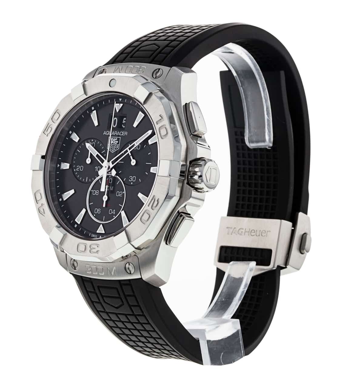 Tag Heuer Aquaracer Quartz Chronograph Black Dial Black Rubber Strap Watch for Men - CAY1110.FT6041 Watches Tag Heuer   