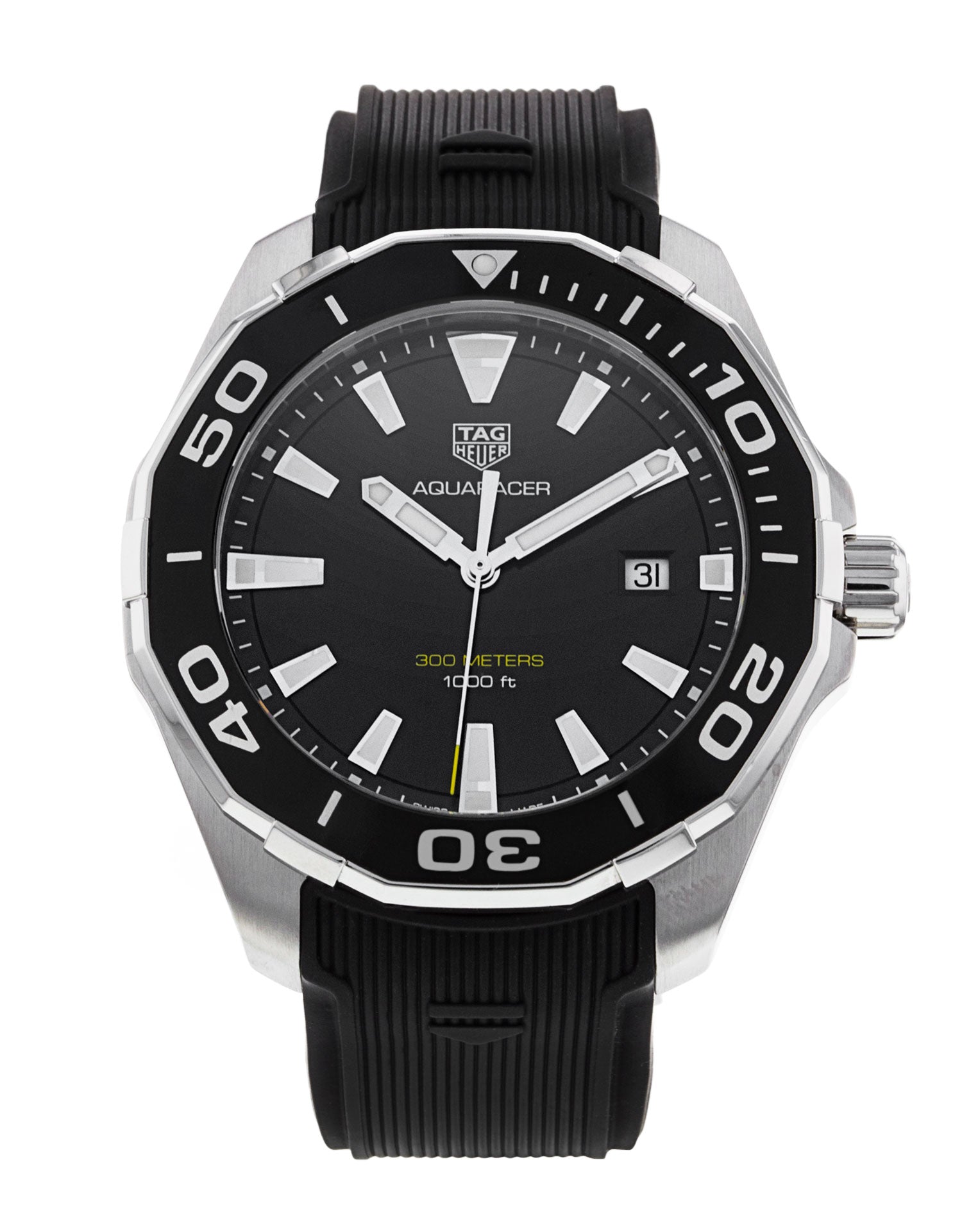 Tag Heuer Aquaracer 40mm Quartz Black Dial Black Rubber Strap Watch for Men -  WAY101A.FT6141 Watches Tag Heuer   