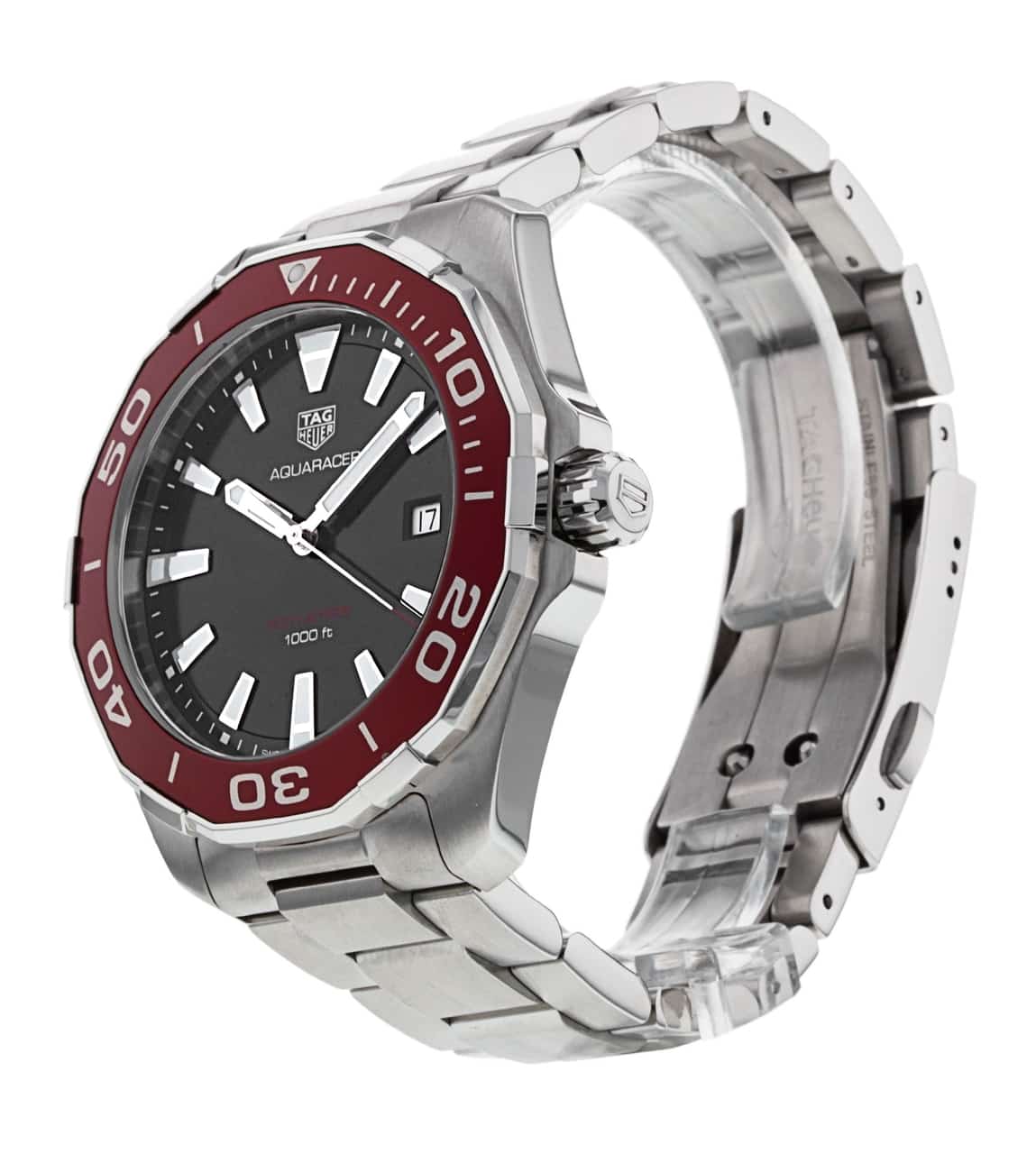 Tag Heuer Aquaracer 43mm Black Dial Silver Steel Strap Watch for Men - WAY101B.BA0746 Watches Tag Heuer   