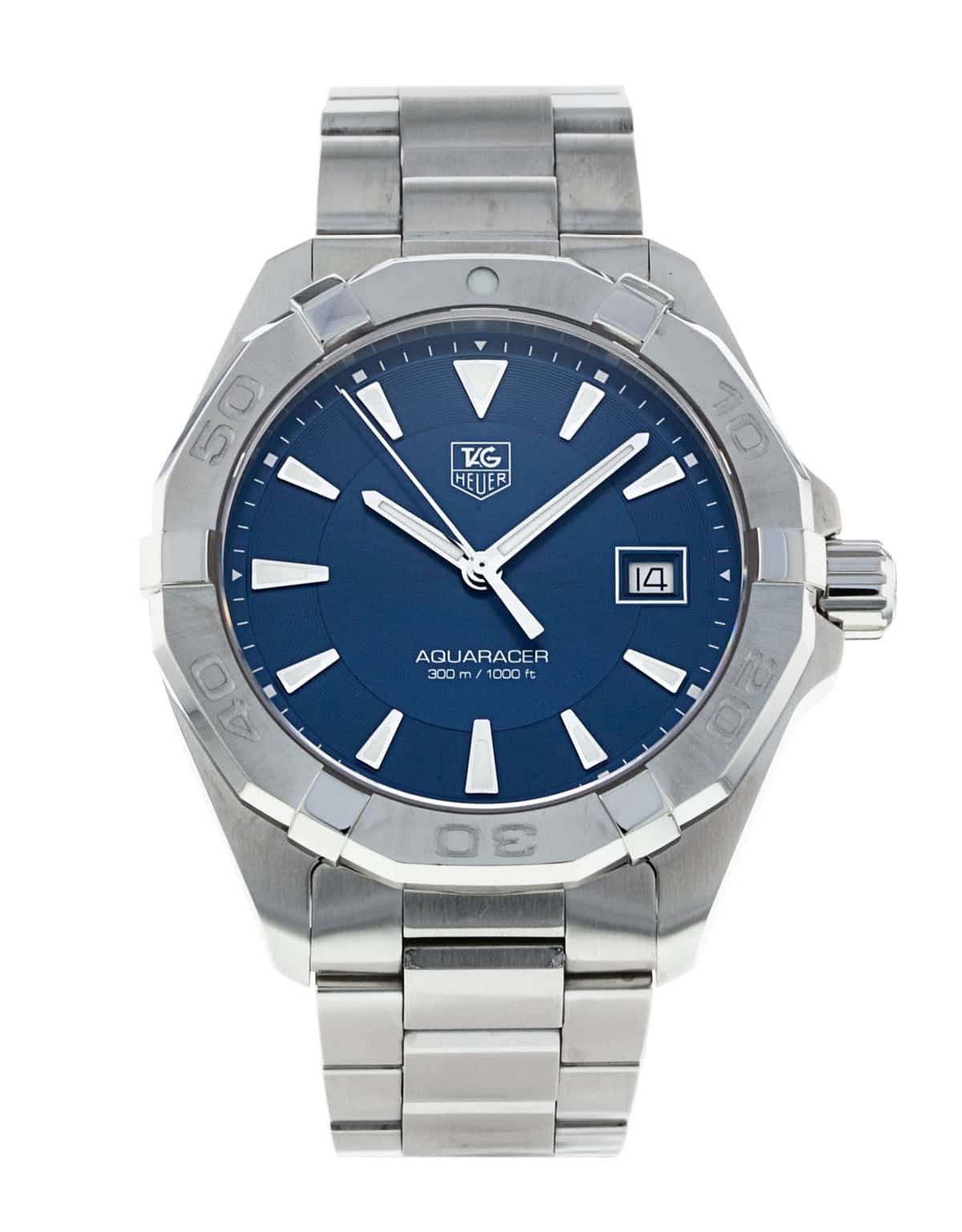 Tag Heuer Aquaracer 41mm Quartz Blue Dial Silver Steel Strap Watch for Men - WAY1112.BA0928 Watches Tag Heuer   