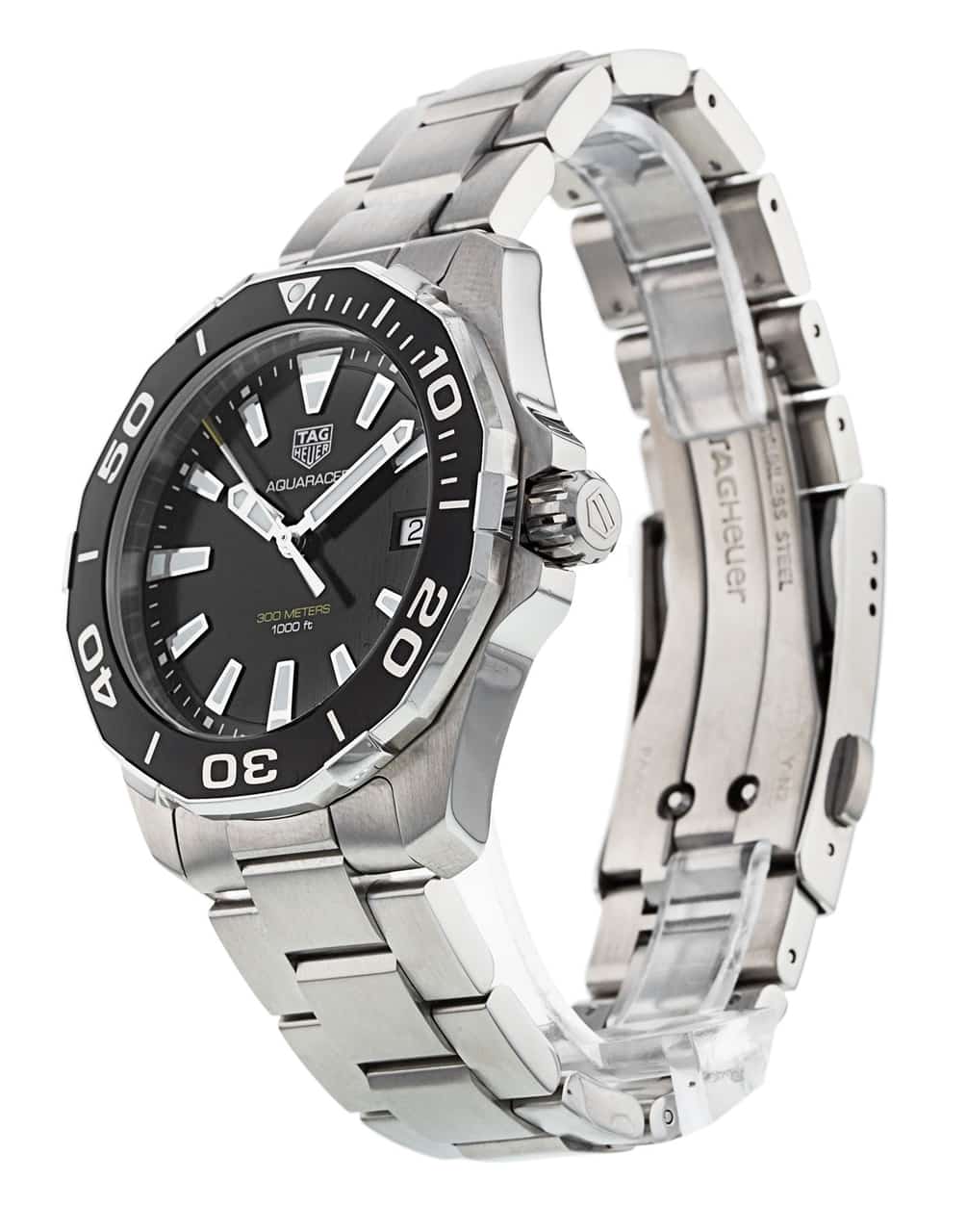 Tag Heuer Aquaracer Black Dial Silver Steel Strap Watch for Men - WAY111A.BA0928 Watches Tag Heuer   