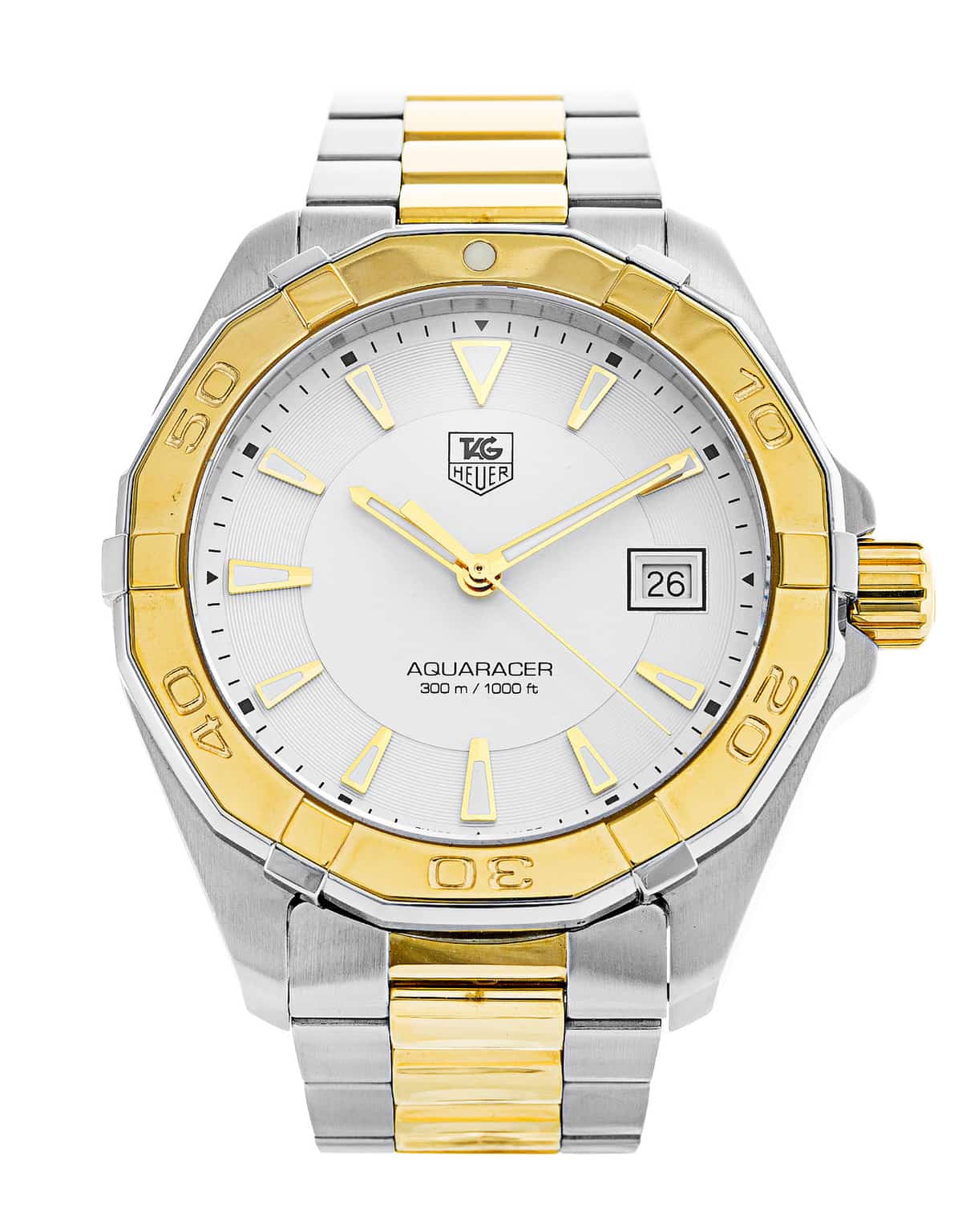 Tag Heuer Aquaracer 41mm Quartz White Dial Two Tone Steel Strap Watch for Men - WAY1120.BB0930 Watches Tag Heuer   