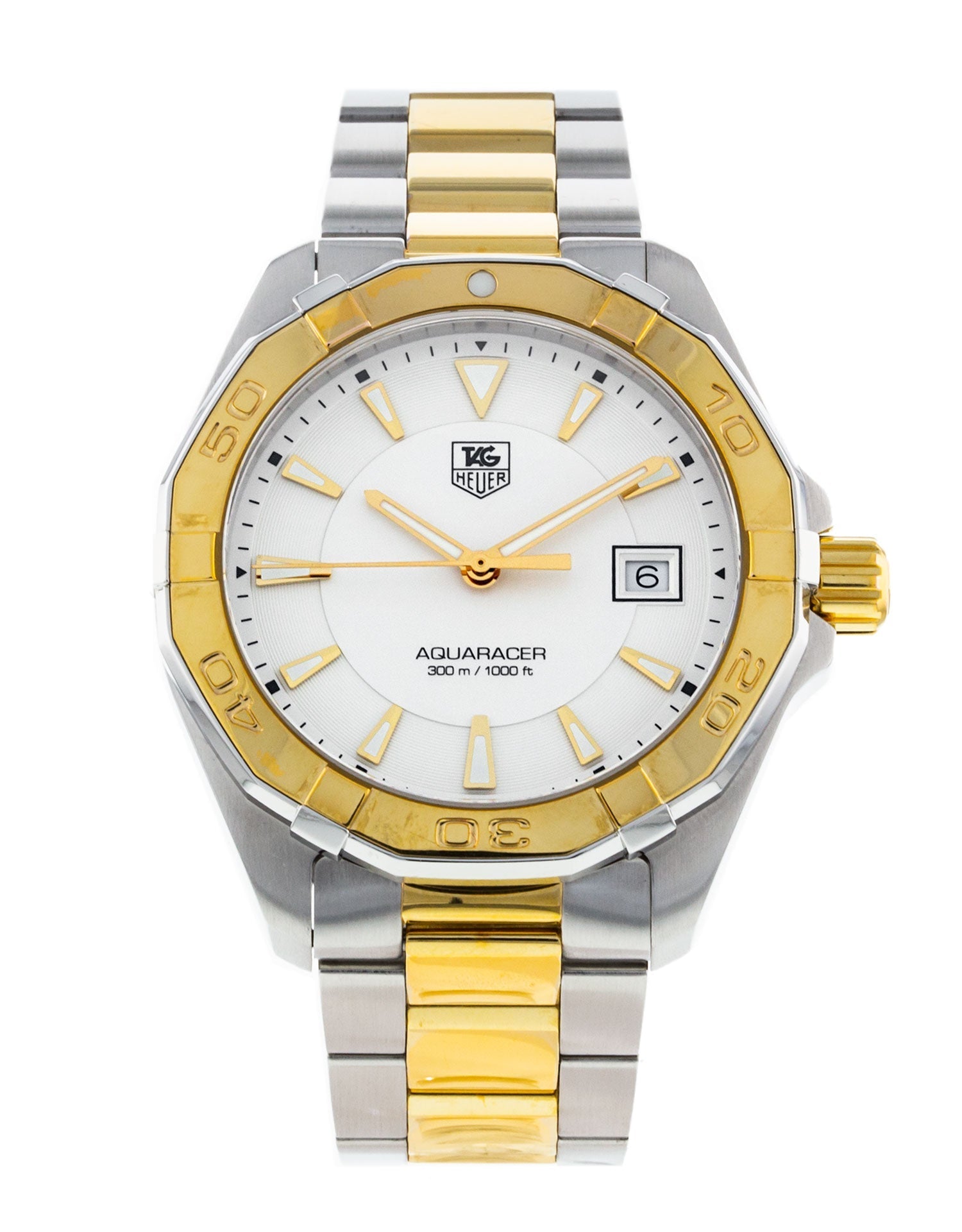 Tag Heuer Aquaracer 41mm Quartz White Dial Two Tone Steel Strap Watch for Men - WAY1120.BB0930 Watches Tag Heuer   